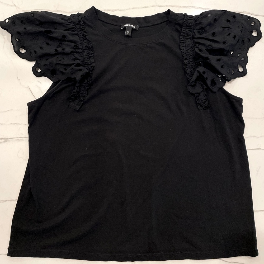 Express Womens Flutter Sleeve Top, Size XL